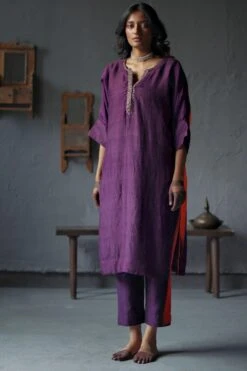 Shorshe Garnet Purple Mulberry Silk Kaftan Set -Inca Sales Store 229shor14 3