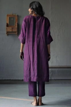 Shorshe Garnet Purple Mulberry Silk Kaftan Set -Inca Sales Store 229shor14 5
