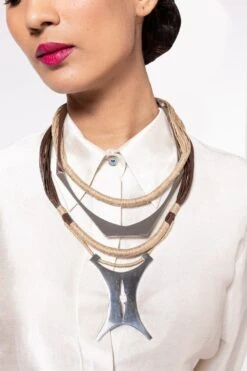 En Inde Jute Necklace With Steel Pendant -Inca Sales Store 22en3 3