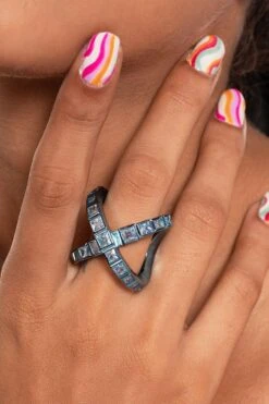 Isharya Aqua Blue Cross Ring