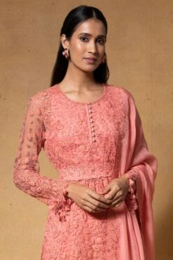 Ahilian Pink Floral Embellished Sharara Set -Inca Sales Store 2302an03 4