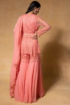 Ahilian Pink Floral Embellished Sharara Set -Inca Sales Store 2302an03 5