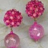 St Erasmus Fuchsia Crystal Cluster Earrings