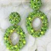 St Erasmus Lime Bead Encrusted Earrings