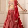 Tarun Tahiliani Red Stylised Kalidar Lehenga Set