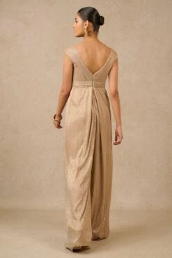 Tarun Tahiliani Champagne Embellished Jumpsuit -Inca Sales Store 231023tt37 4 1