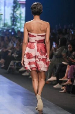 Gauri & Nainika Pink Floating Peony Strapless Dress -Inca Sales Store 2311gn1 4