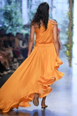 Gauri & Nainika Mustard Asymmetrical High Low Gown -Inca Sales Store 2311gn14 3