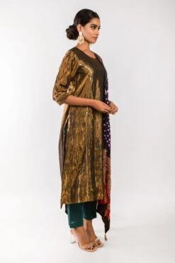 Prahnaaya Purple Handwoven Gold Zari Kurta Set -Inca Sales Store 2311pra1 4