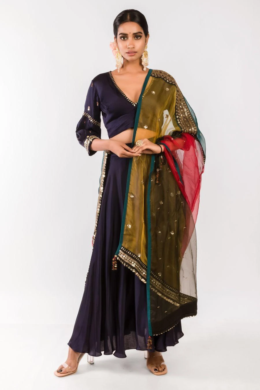 Prahnaaya Red Hand Embroidered Lehenga Set 3 Prahnaaya Red Hand Embroidered Lehenga Set