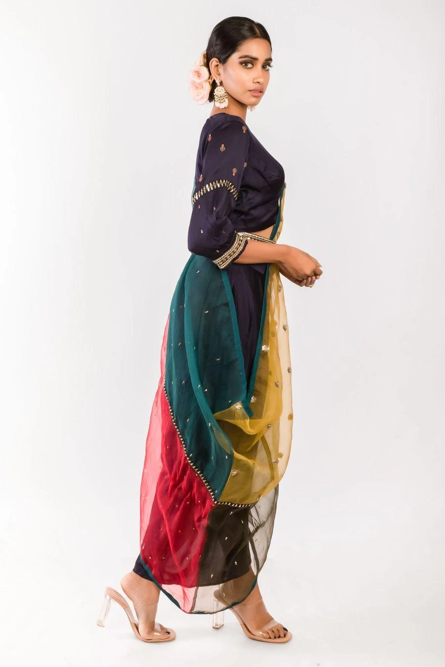 Prahnaaya Red Hand Embroidered Lehenga Set 4 Prahnaaya Red Hand Embroidered Lehenga Set - Image 2