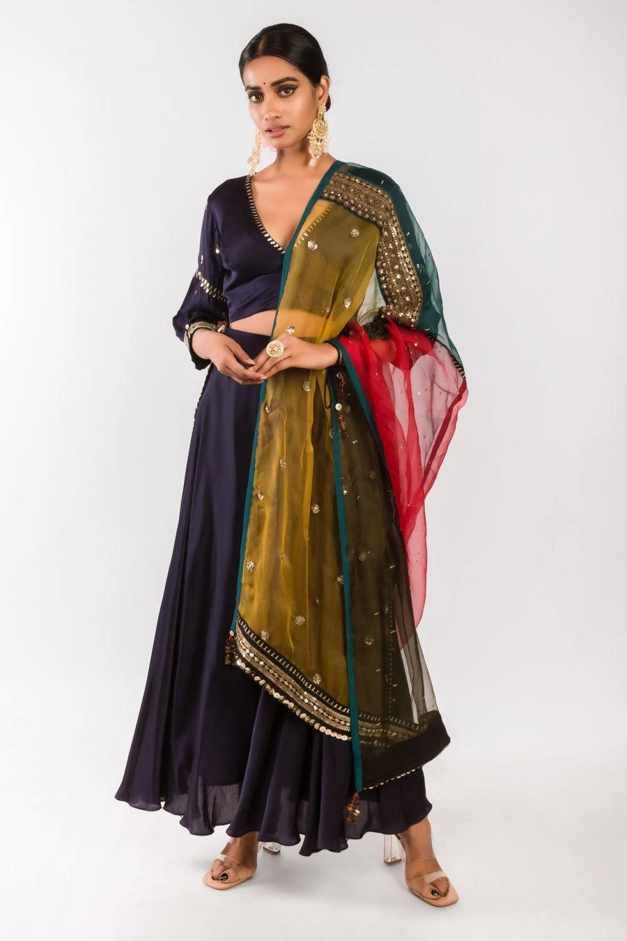 Prahnaaya Red Hand Embroidered Lehenga Set 5 Prahnaaya Red Hand Embroidered Lehenga Set - Image 3