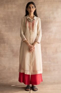 Swatti Kapoor Ivory A-line Button Down Dress