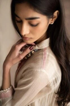 Swatti Kapoor Ivory A-line Button Down Dress -Inca Sales Store 233swk19 3