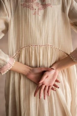 Swatti Kapoor Ivory A-line Button Down Dress -Inca Sales Store 233swk19 4