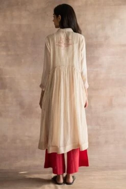 Swatti Kapoor Ivory A-line Button Down Dress -Inca Sales Store 233swk19 5