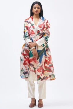 Kshitij Jalori Red Daylight Abstract Printed Dupatta