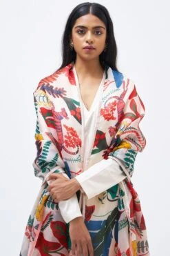 Kshitij Jalori Red Daylight Abstract Printed Dupatta -Inca Sales Store 23523kj79 4