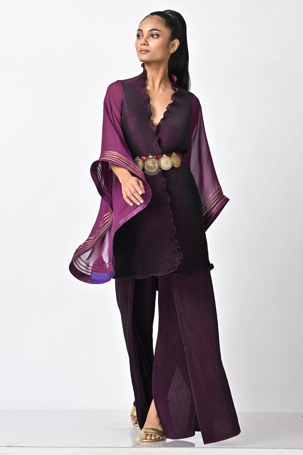 Kiran Uttam Ghosh Metallic Gold Tribal Belt 5 Kiran Uttam Ghosh Metallic Gold Tribal Belt - Image 3