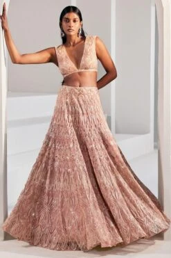 Ritika Mirchandani Rose Pink Hand Embroidered Lehenga Set