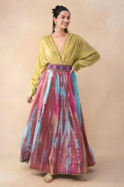 CAPISVIRLEO Champagne Overlap Shirt With A Panelled Skirt