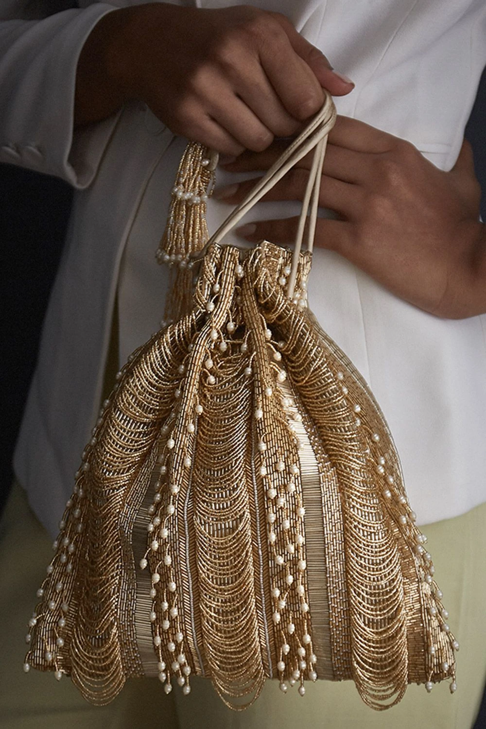 Lovetobag Gold Ruche Potli Bag 3 Lovetobag Gold Ruche Potli Bag