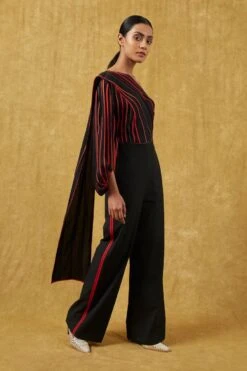 Bodice Black Pleated Jumpsuit With A Drape -Inca Sales Store 23bo10 3