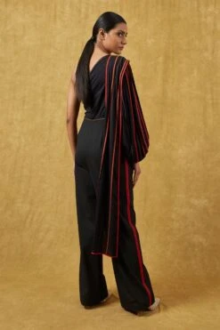 Bodice Black Pleated Jumpsuit With A Drape -Inca Sales Store 23bo10 6