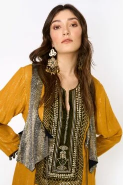 Heirloom By Rara Avis Yellow Ochre Embroidered Column Dress -Inca Sales Store 23rh34 3 1