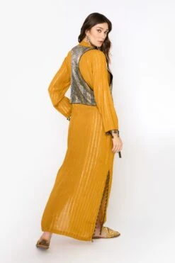 Heirloom By Rara Avis Yellow Ochre Embroidered Column Dress -Inca Sales Store 23rh34 4 1