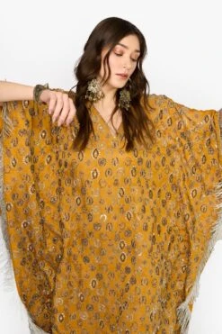 Heirloom By Rara Avis Yellow Ochre Hand Embellished Kaftan -Inca Sales Store 23rh36 3