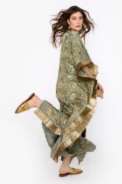 Heirloom By Rara Avis Sage Green Hamsa Embroidered Kaftan -Inca Sales Store 23rh49 5