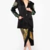 Heirloom By Rara Avis Black Palm Embroidered Fitted Blazer