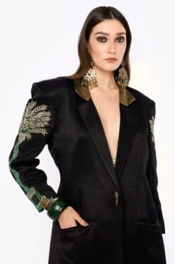 Heirloom By Rara Avis Black Palm Embroidered Fitted Blazer -Inca Sales Store 23rh7 4