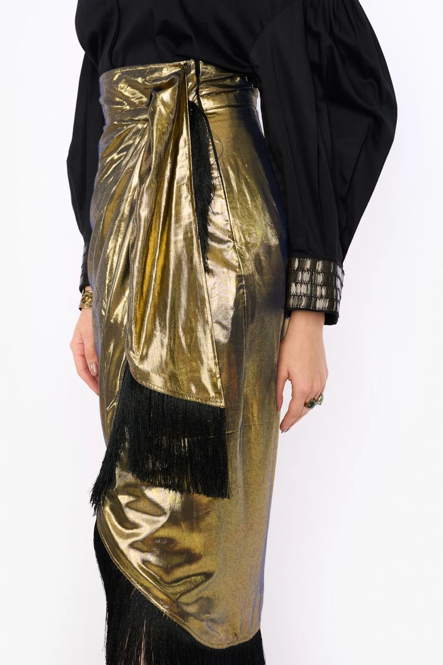 Heirloom By Rara Avis Antique Gold Metallic Wrap Skirt 5 Heirloom By Rara Avis Antique Gold Metallic Wrap Skirt - Image 3