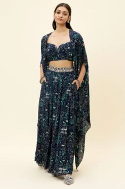 SVA Blue Mor Jaal Printed Cape Set -Inca Sales Store 23sva106 3