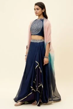 SVA Blue Butta Embroidered Cape Set -Inca Sales Store 23sva33 3