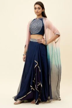 SVA Blue Butta Embroidered Cape Set -Inca Sales Store 23sva33 4