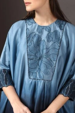 Sakshi Khetterpal Deep Blue Embroidered Kaftan Set -Inca Sales Store 2401skt02 3