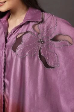 Sakshi Khetterpal Plum Wine Applique Embroidered Cape Set -Inca Sales Store 2401skt07 10