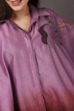 Sakshi Khetterpal Plum Wine Applique Embroidered Cape Set -Inca Sales Store 2401skt07 11