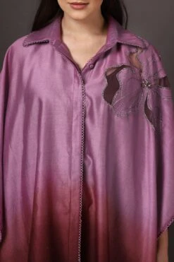 Sakshi Khetterpal Plum Wine Applique Embroidered Cape Set -Inca Sales Store 2401skt07 4