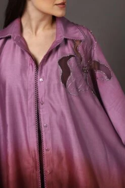 Sakshi Khetterpal Plum Wine Applique Embroidered Cape Set -Inca Sales Store 2401skt07 5