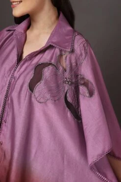 Sakshi Khetterpal Plum Wine Applique Embroidered Cape Set -Inca Sales Store 2401skt07 6