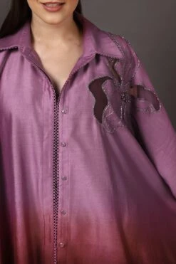 Sakshi Khetterpal Plum Wine Applique Embroidered Cape Set -Inca Sales Store 2401skt07 7