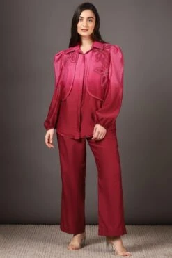 Sakshi Khetterpal Rose Pink Hand Embellished Shacket Co-ord Set