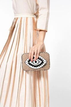Nomada Brown Evil Eye Talisman Clutch -Inca Sales Store 24042023na06 2