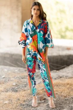 Pooja Keyur Blue Paradise Abstract Printed Co-ord Set