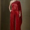 Namrata Joshipura Red Jewel Cluster One Shoulder Jumpsuit -Inca Sales Store 2411nj14 1