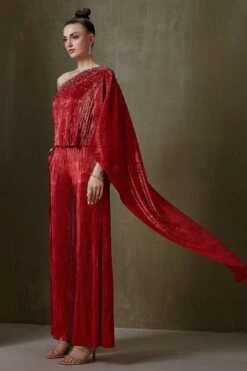 Namrata Joshipura Red Jewel Cluster One Shoulder Jumpsuit -Inca Sales Store 2411nj14 4